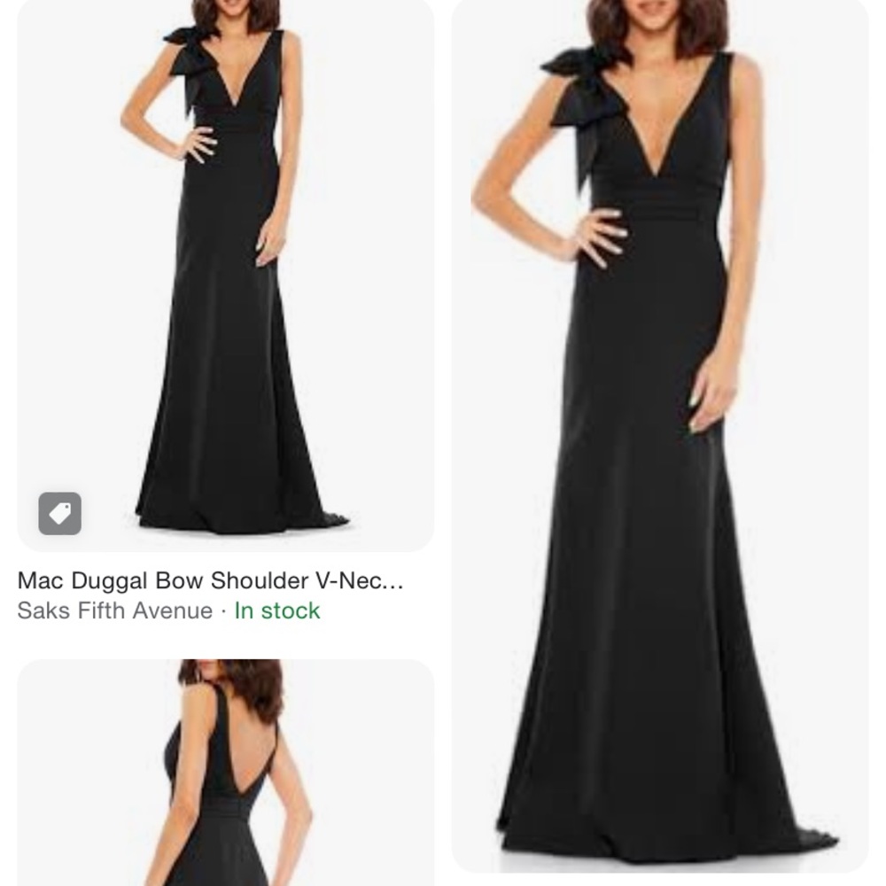 Mac Duggal Bow V-neck A-line Gown